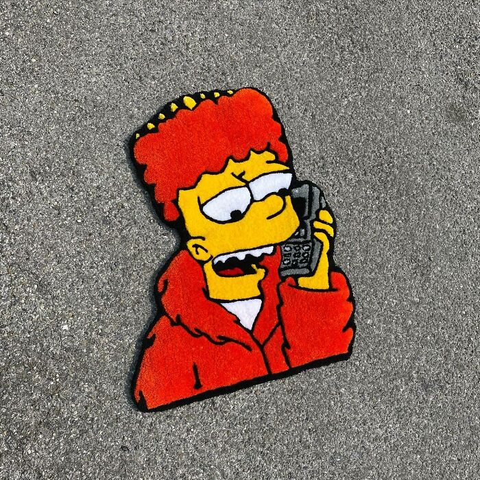 Bart with red clothes rug