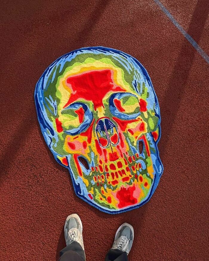 Colorful skull rug