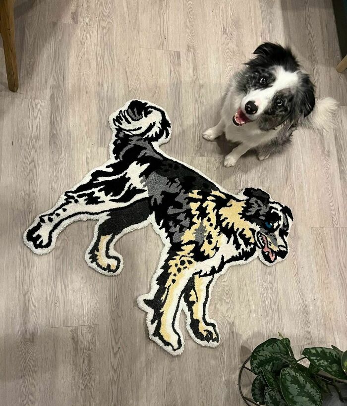 Colorful dog portrait rug