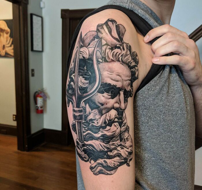 My First Tattoo, Neptune With His Trident. Done By Walter Lopez At Redletter1 In Tampa