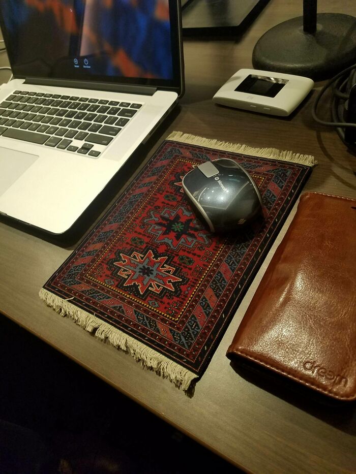 Colorful mousepad shaped like tiny rug