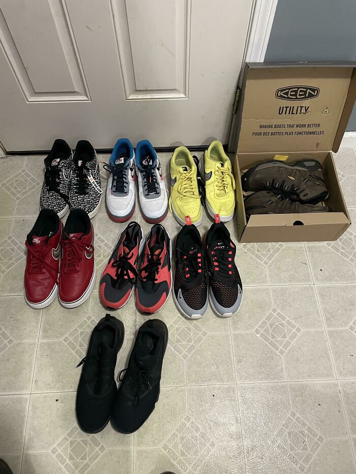 6 Pairs Of Nikes, One Pair Of Brand New Keens