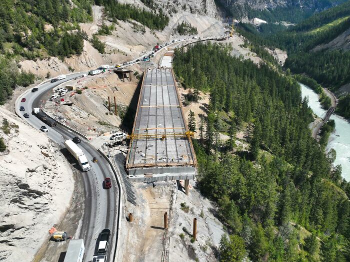 Safety And Alignment Improvements Taking Shape On The Transcanada Highway. Highway 1 Is One Of The Deadliest Sections Of Roadway In The Country. Canadian Rockies, British Columbia