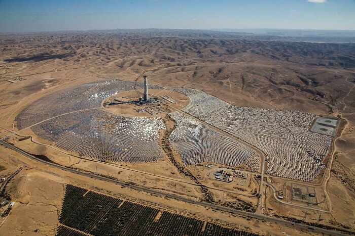 The Ashalim Power Station In The Negev Desert, With The Tallest Solar Tower In Israel