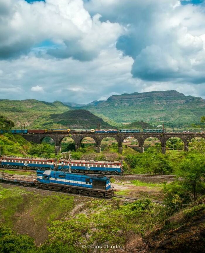 3 Freight Trains Of Indian Railways In Konkan, Maharashtra, India