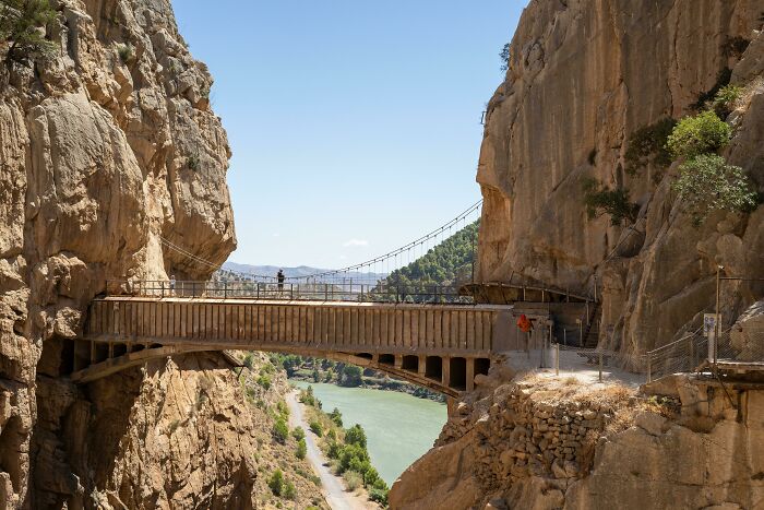 The Pipe That Carries Water Across A Gorge In Caminito Del Rey
