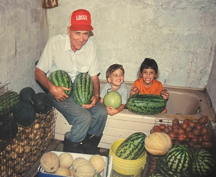 (Old Photo,1990s) My Late Grandpa Proudly Showing Off His Garden Bounty