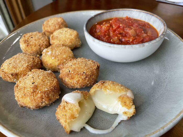 Fried Babybell Cheese With Marinara Sauce, A Quick And Delicious Meal
