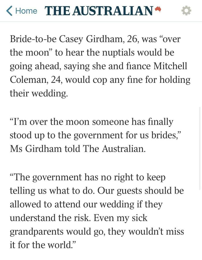 Saw On Twitter; Finally Standing Up To The Government For The Brides!