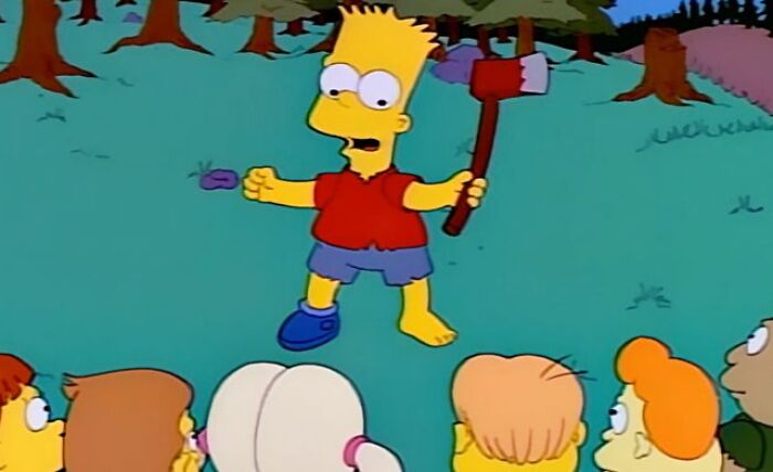 Bart giving a speech with axe 
