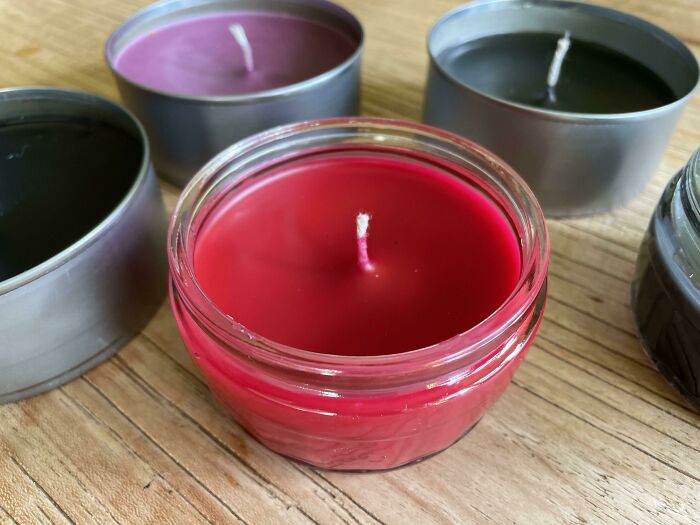 Made Professional Looking Candles From Babybel Wax, And Old Tuna Cans