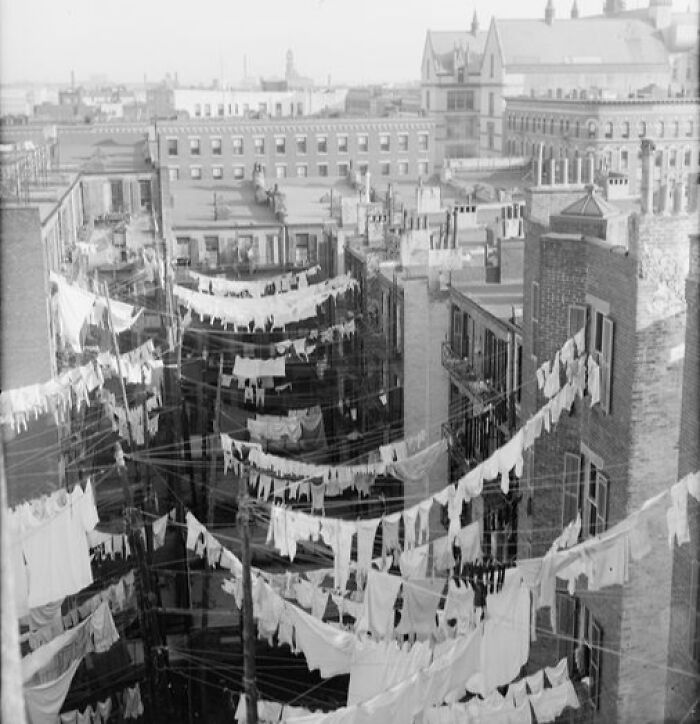 The Right Day To Hang Laundry In New York City (Lower Manhattan). 1902