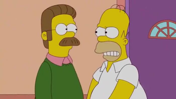 Ned and Homer arguing 