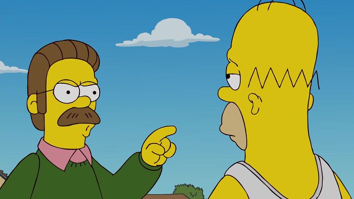 homer and Ned arguing 