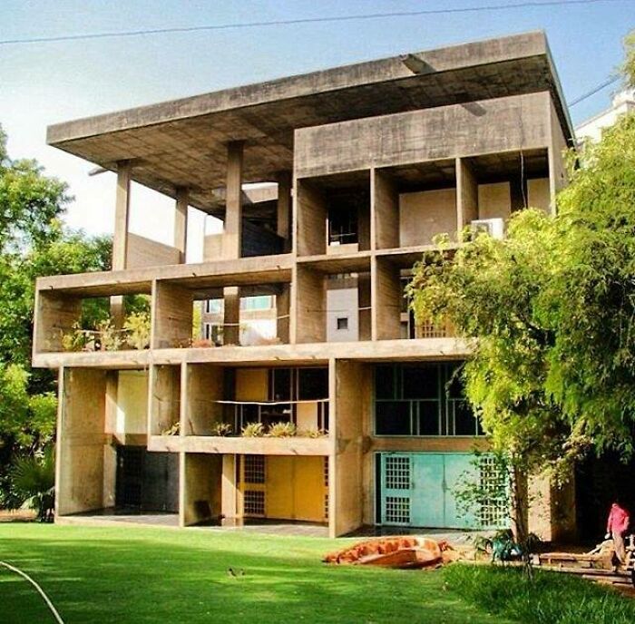 Le Corbusier, The Shodhan House Rear Facade, Ahmedabad, India 1956