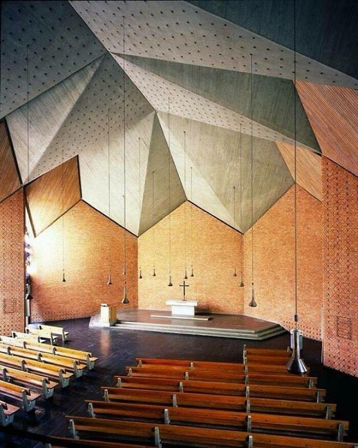 A Beautiful Polygonal Mix Of Brick And Exposed Concrete: Dieter Oesterlen: Christuskirche, Bochum, Germany, 1956–1959