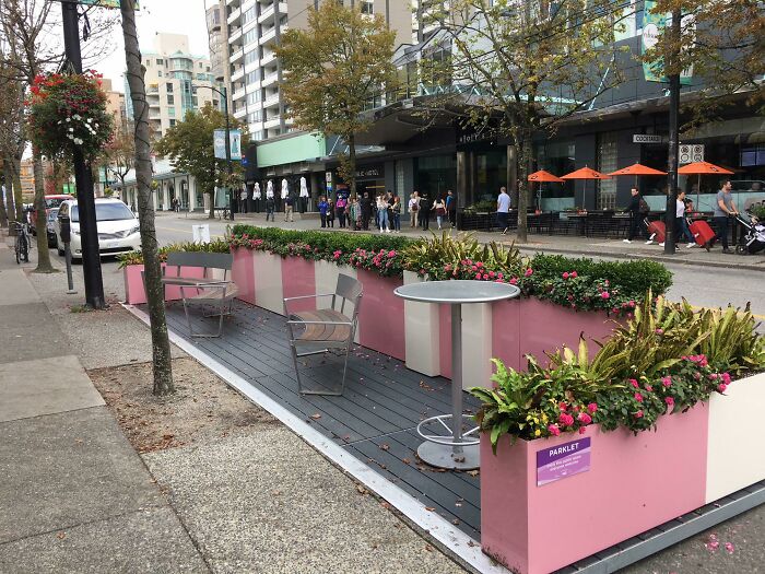 My City Has Been Removing Some Street Parking And Making These "Parklets". It's A Much Better Use Of Space