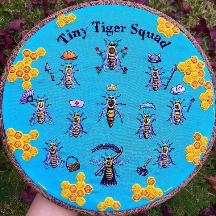 I Stitched Some Bees To Show All The Jobs They Take On In A Hive!