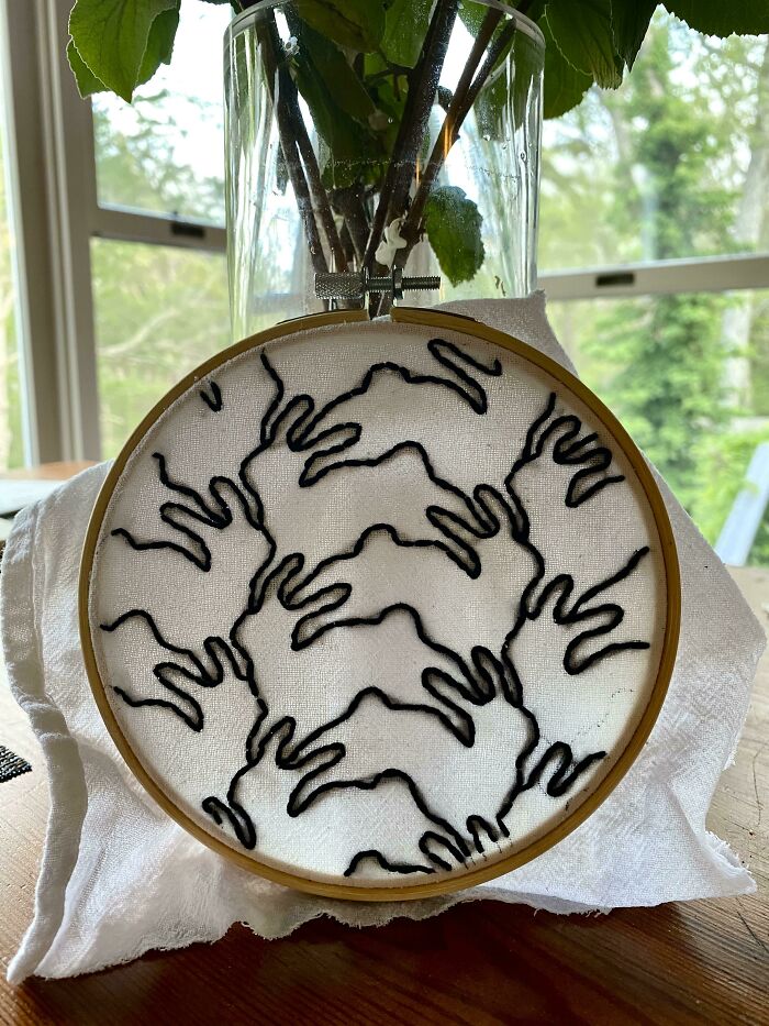 Rabbit Tessellation Embroidery I Made After Learning Some Basic Stitches