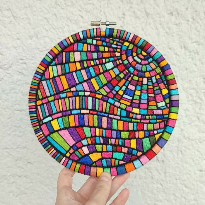 Embroidery Inspired By Stained Glass Art