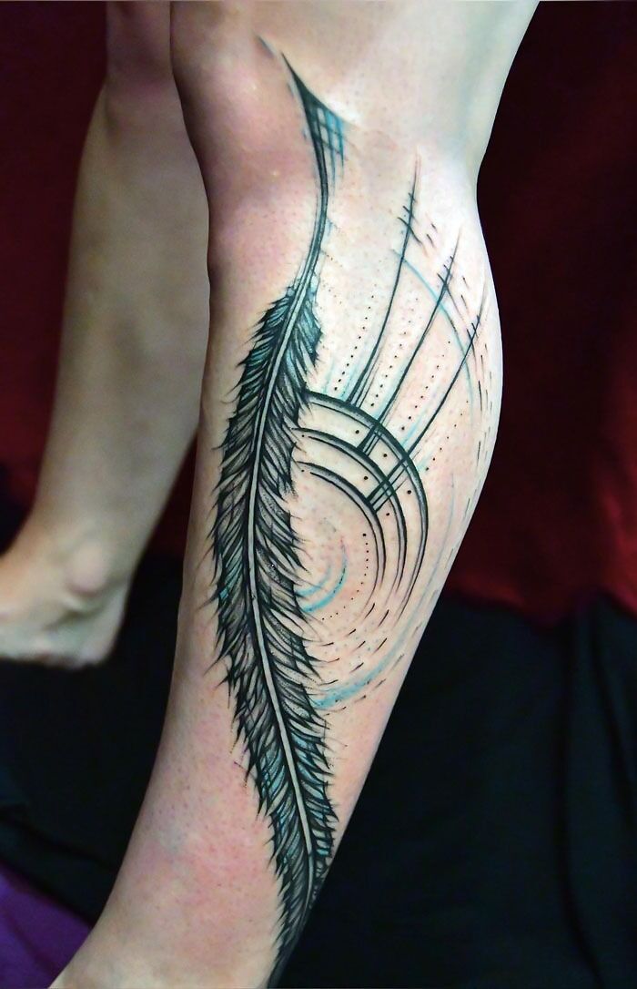 Final Closeup Shot Of Freehanded Feather Done For My Friend Leah