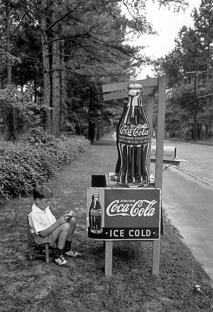 Boy Selling Coca Cola From A Roadside Stand, 1936