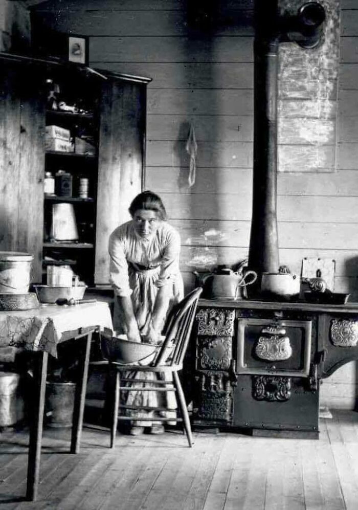 In The Kitchen Of A Montana Farmhouse, 1900