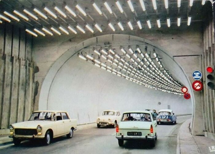 Iluminación del túnel del Mont Blanc, Francia, años 60