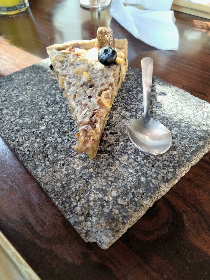 Ate From A Chipped Rock. I Even Scrapped Some Of It When I Took A Bite. Delicious Cake Tho