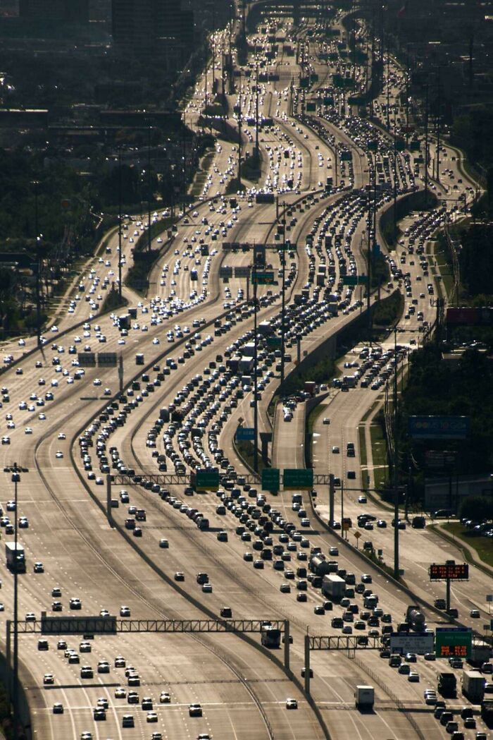 The Katy Freeway In Houston, Texas, Spans Across 26 Lanes Making It The Worlds Widest