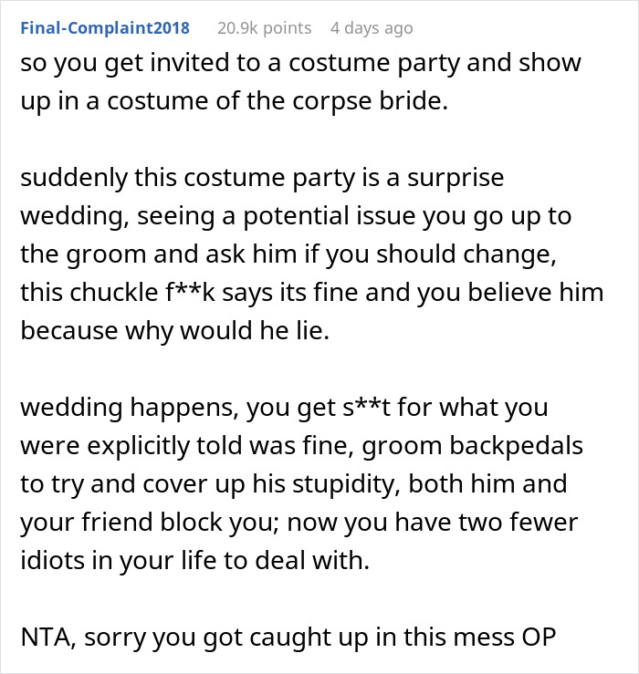 "Am I The Jerk For Wearing A Wedding Dress At A Wedding?" "Am I The Jerk For Wearing A Wedding Dress At A Wedding?"