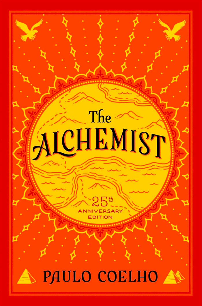Book cover of the Alchemist by Paulo Coelho