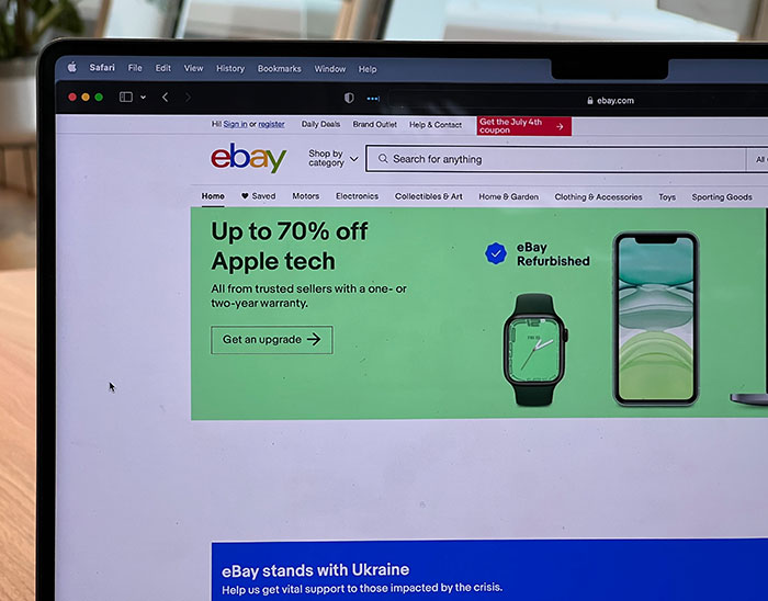 Ebay website in computer