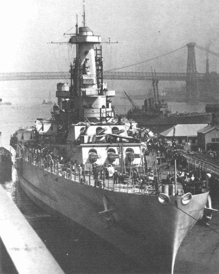Pictured Above Is The U.S. North Carolina Battleship Docked In Brooklyn, New York During 1941