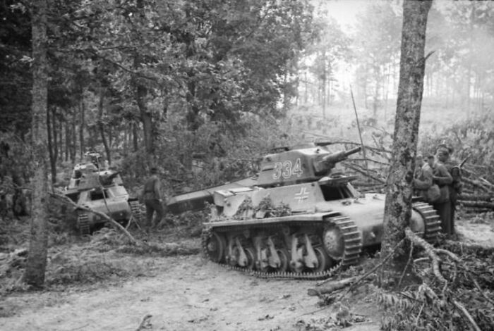Pictured Above Are German Panzerkampfwagen 39h 735(F) Tanks In A Yugoslavian Forest During 1941