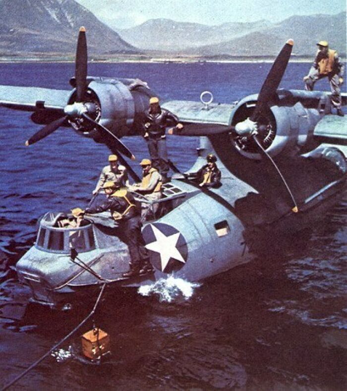Pictured Above Is An American Pby-5a Catalina At Rest In The Water, Date Unknown