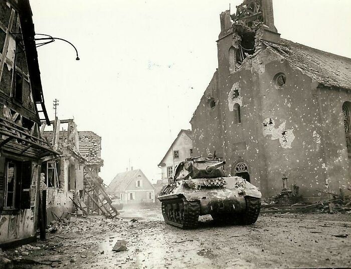 An American M-10 Tank Destroyer From The 636th Tank Destroyer Battalion Supporting The 143rd Infantry Regiment, 36th Division In Rohrwiller, February 4th 1945