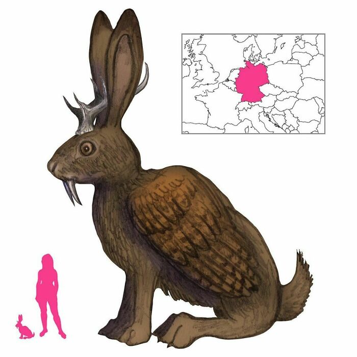 The Wolpertinger Is A Taxidermist’s Chimera From Bavaria, Germany. Stick Wings And Antlers And Fangs On A Hare, And Done! It Has A Bunch Of Relatives Throughout Germany Too, And All Of Them Are Much Like The American Jackalope