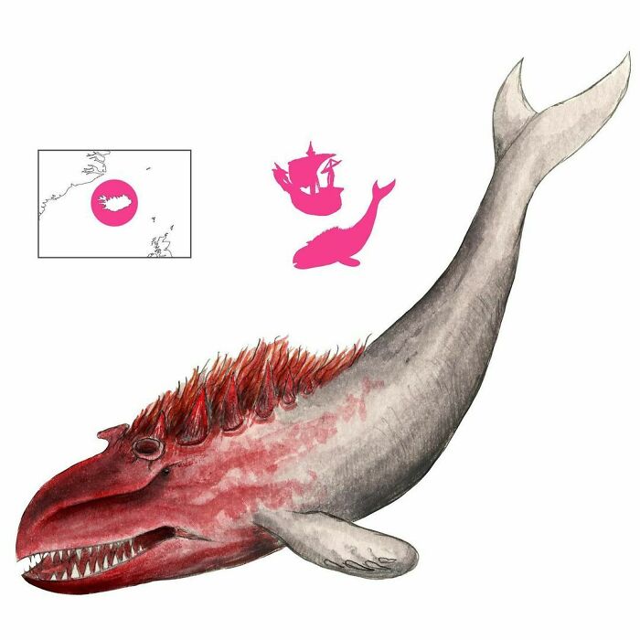 The Raudkembingur Or Red-Comb Is One Of The Many Illhveli Or Evil Whales Of Iceland. It Is So Ferocious, Bloodthirsty, And Hateful Of Humanity That If A Boat Escapes It It Is Likely To Die Of Sheer Rage