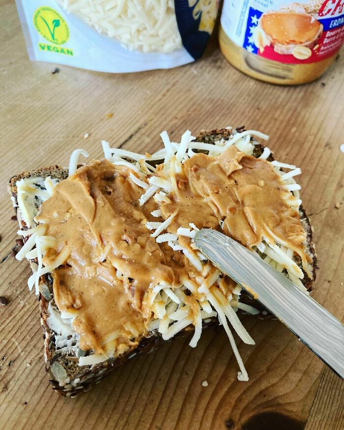 Peanut butter with cheese sandwich