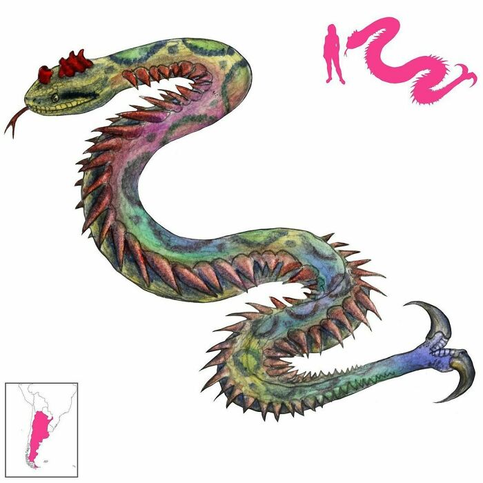The Araǵanaqlta’a Is The Father Of Snakes In Argentinian Toba Folklore. It Is A Shapeshifter That Normally Appears As A Rainbow Colored Snake With A Mark On Its Head And A Sawlike Structure On Its Sides That Helps It To Move. It Punishes Those Who Harm Nature And Snakes, And Rewards Those Who Treat It With Respect