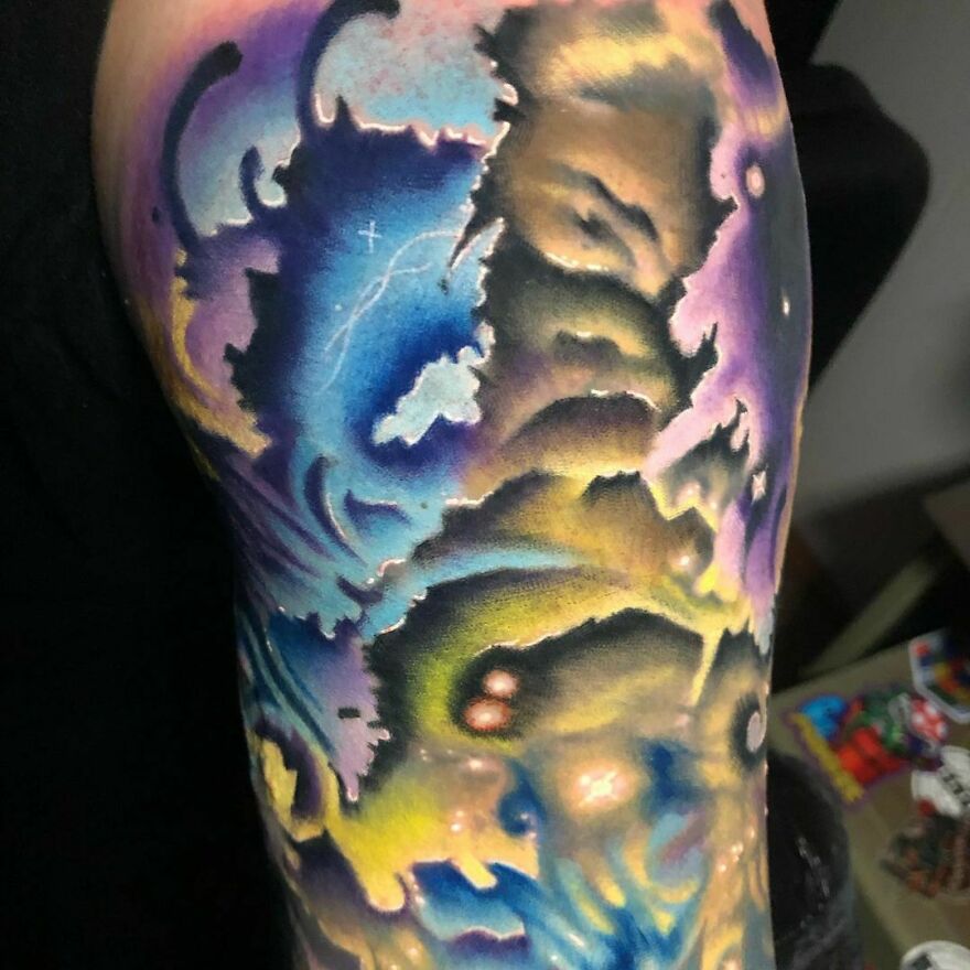 Colorful galaxy tattoo