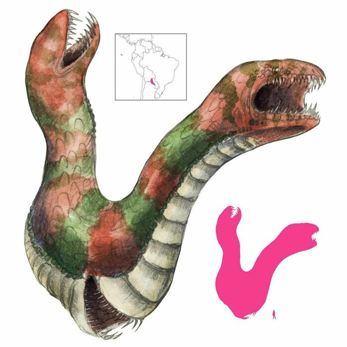 Tosetáx Is An Enormous Red And Green Serpent With Three Mouths, One At Each End And One In The Middle. From Nivaklé Folklore, He Ambushes Thunderbirds That Bring Rain With Them