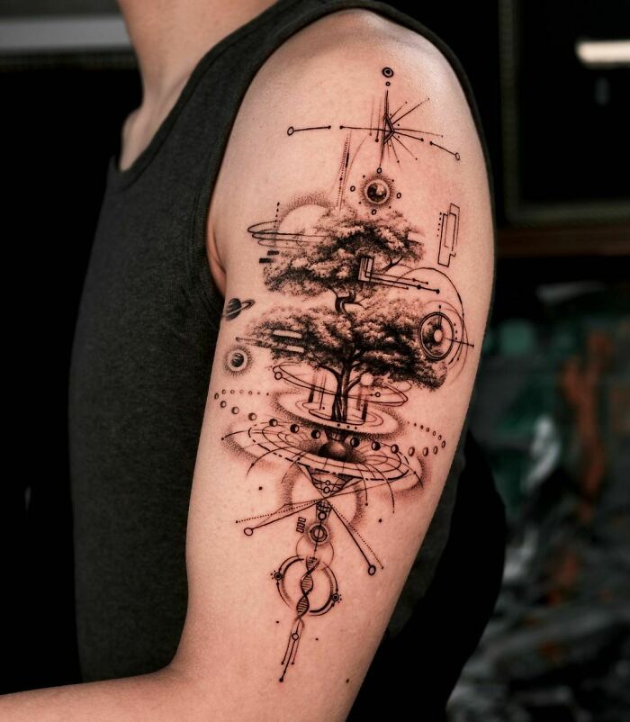 Space tree tattoo