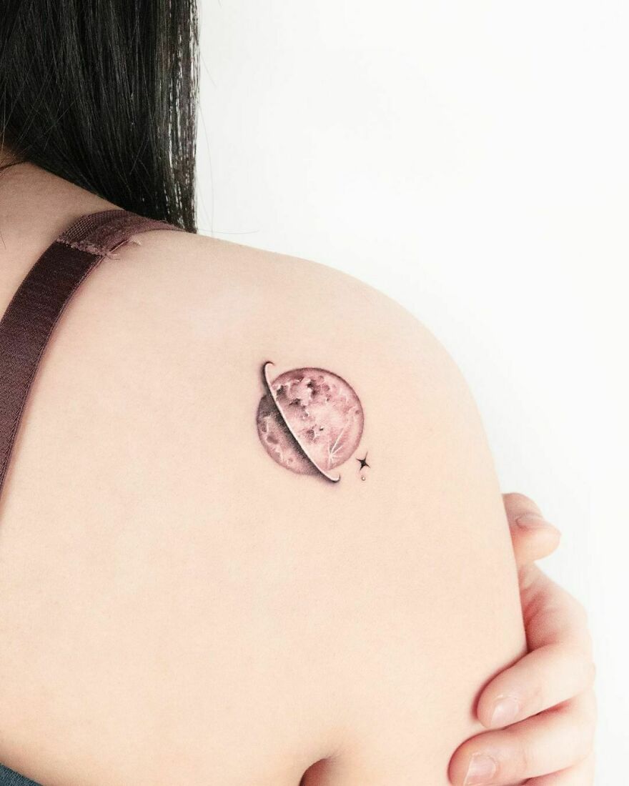 Moon shoulder tattoo