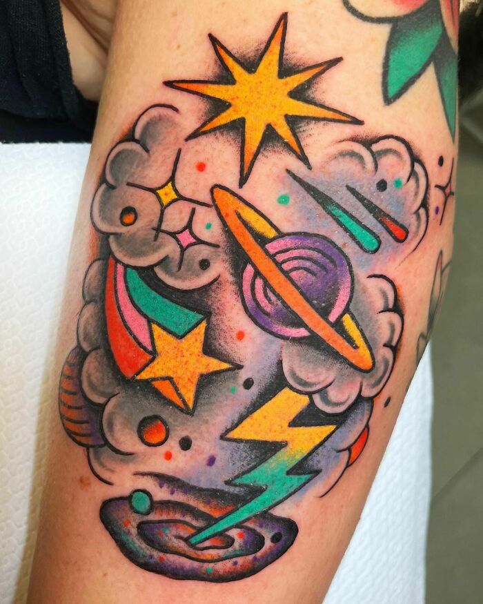 Vintage style space tattoo