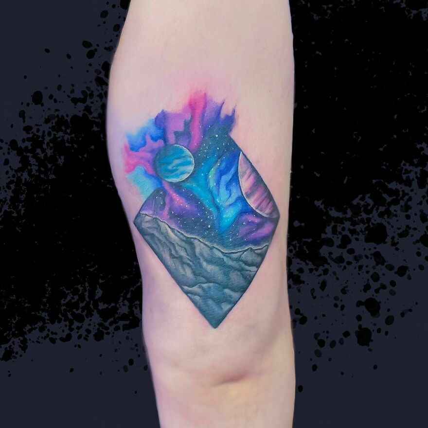 Colorful galaxy space tattoo