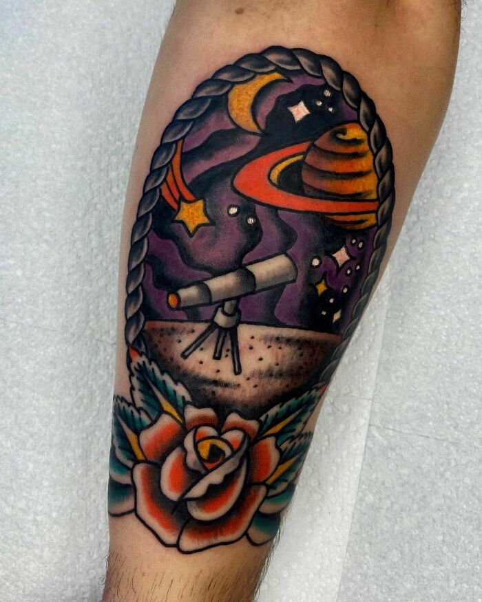 Space frame and telescope arm tattoo