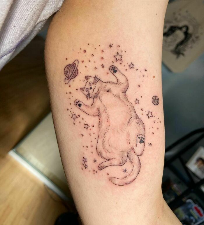 Space Cat Tattoo