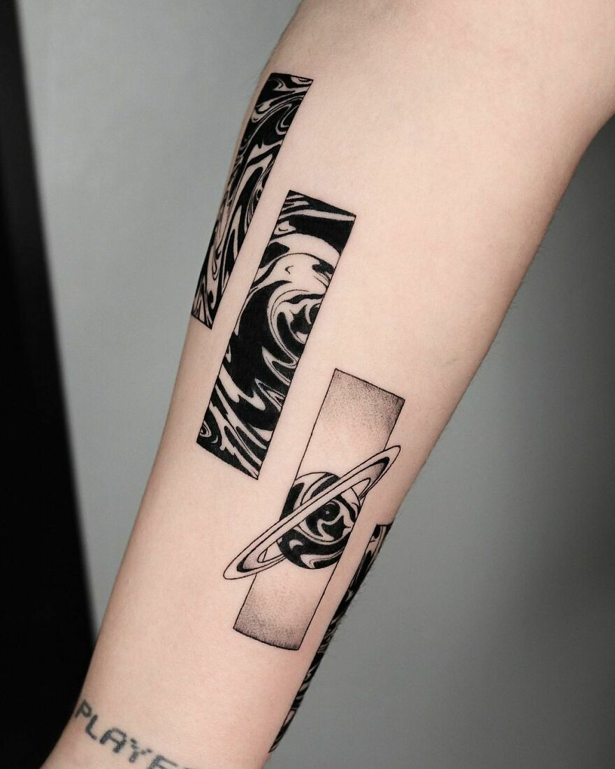 Graphic space tattoo